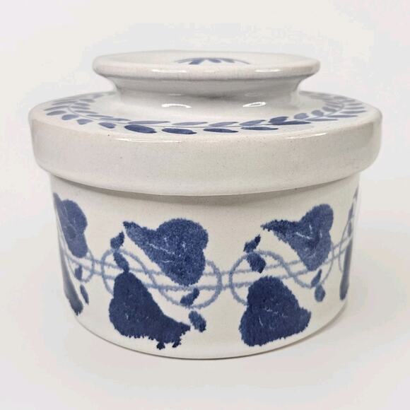 Vintage Amnion Triana Salt Glaze Stoneware Floral Print Butter Crock W Lid - Picture 2 of 8
